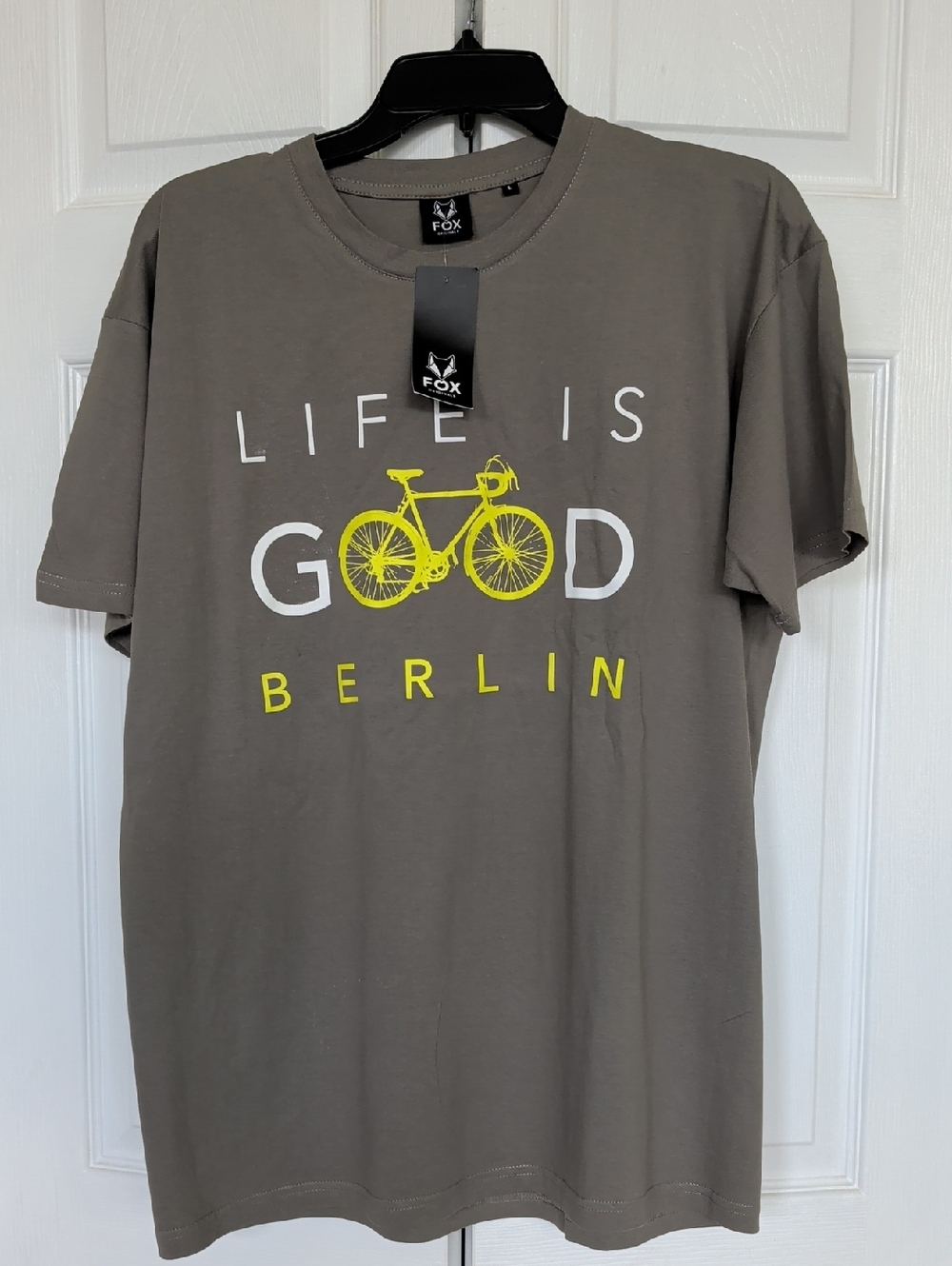 Fox Men’s Gray Short Sleeve Graphic Tee with Yellow Bike